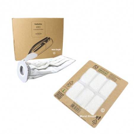 Confezione 6 Sacchetti + Profumatori FP7 Originali per Folletto VK7 Premium Filter